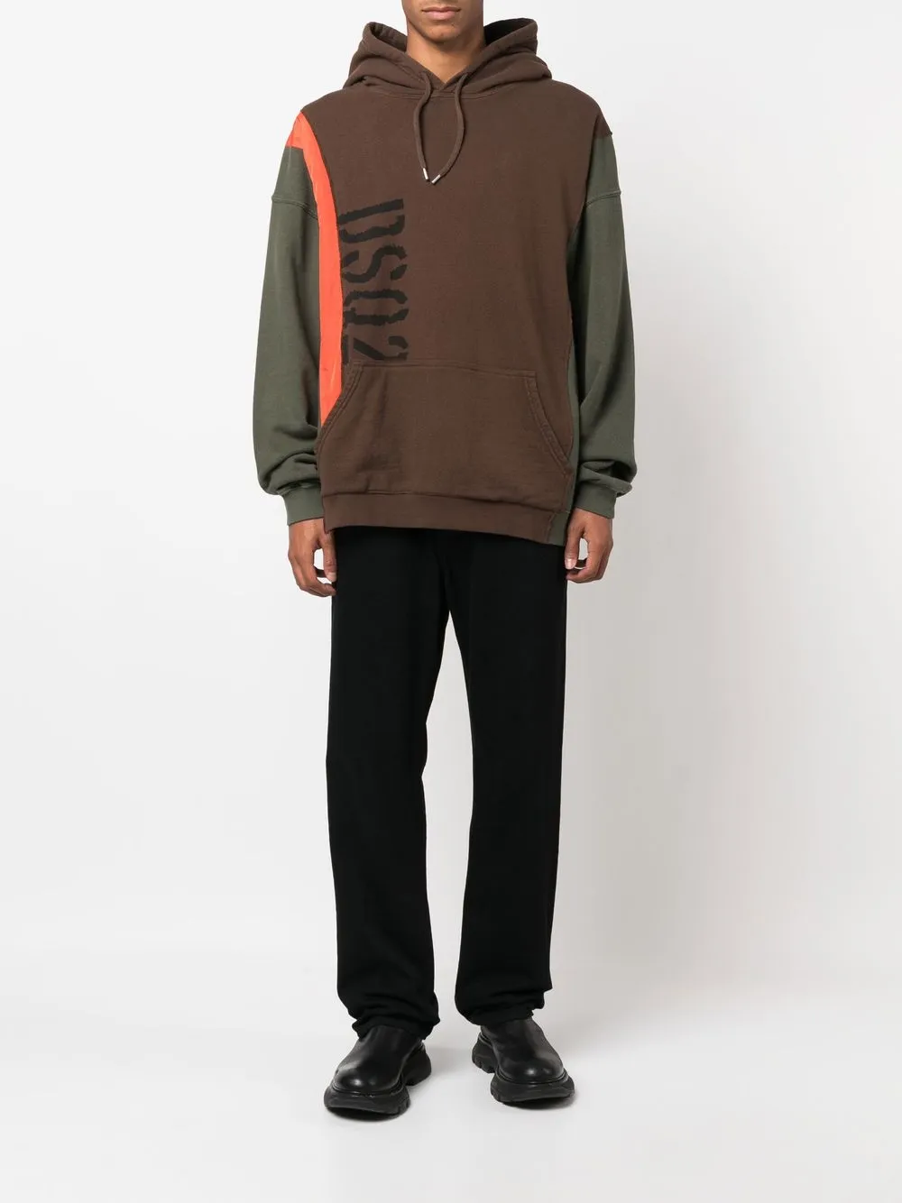 Affordable DSQUARED2 colour-blocked logo-print hoodie Men