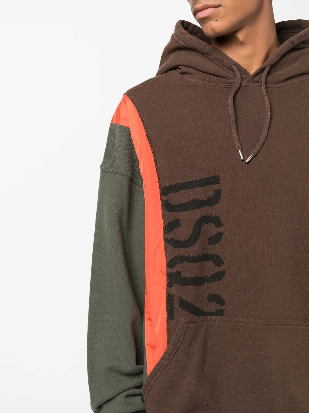 Affordable DSQUARED2 colour-blocked logo-print hoodie Men