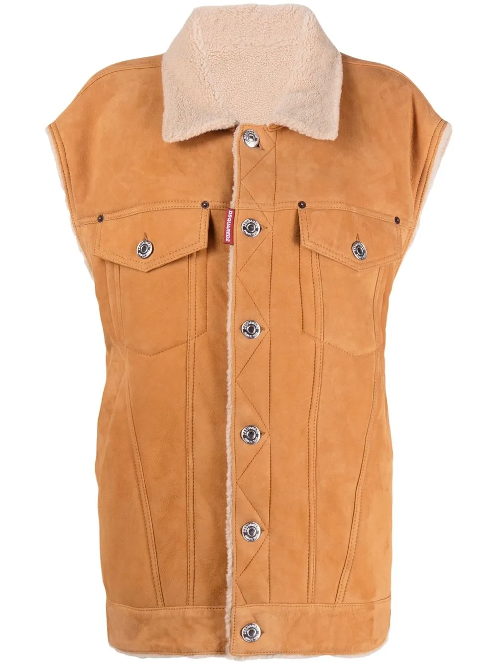 Dsquared2 suede shearling-trim waistcoat - Brown