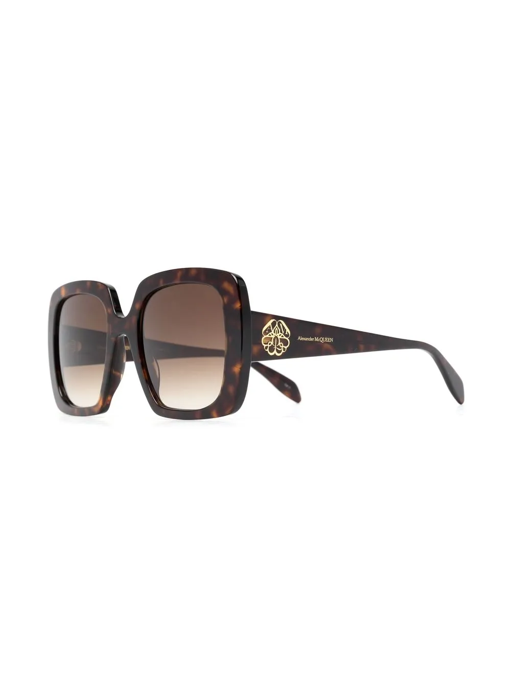 Alexander McQueen Zonnebril met vierkant montuur - Bruin