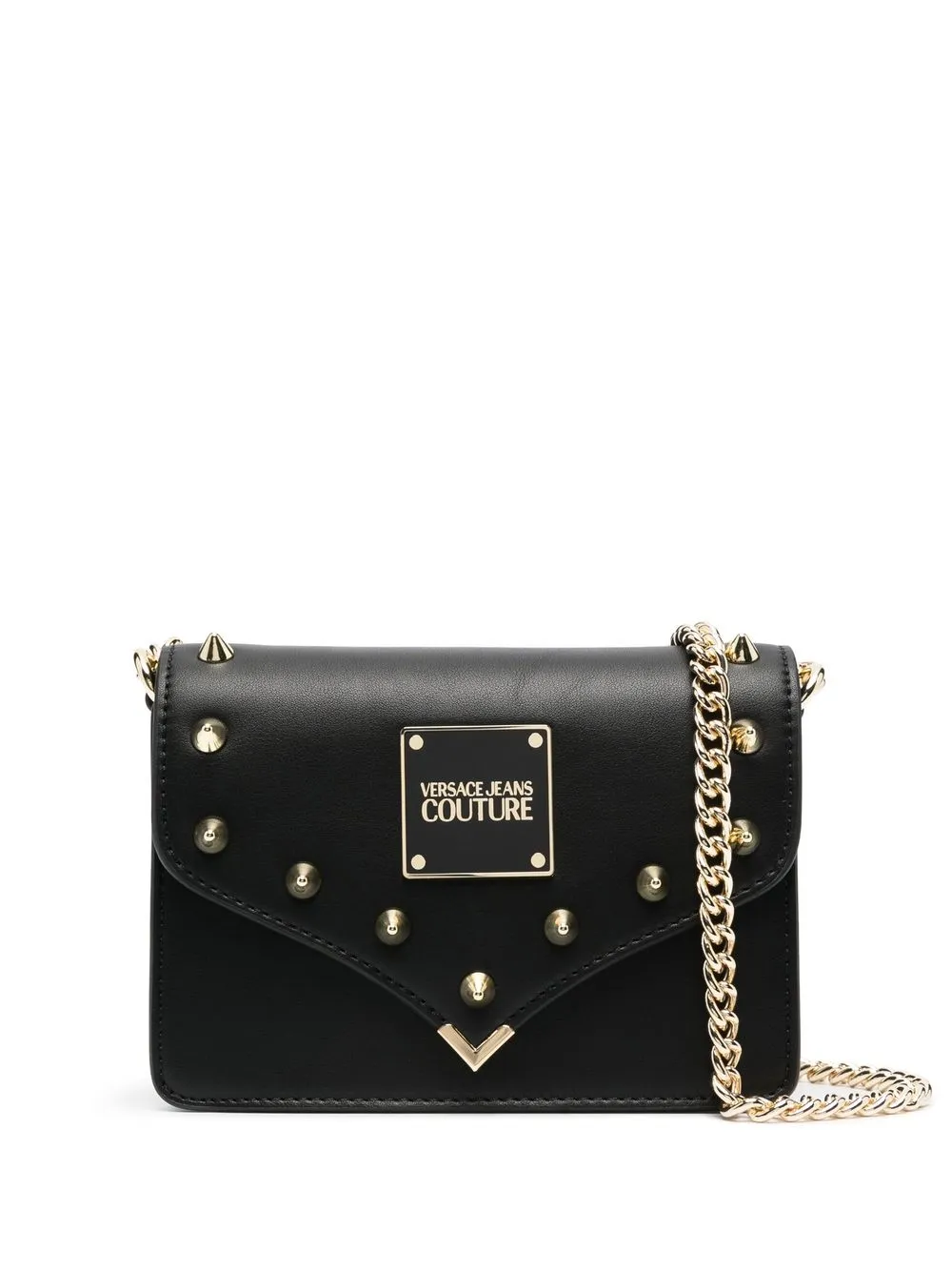 

Versace Jeans Couture bolsa satchel con placa del logo - Negro