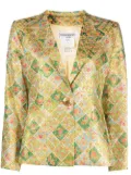 Saint Laurent Pre-Owned brocade-pattern single-breasted blazer - Green