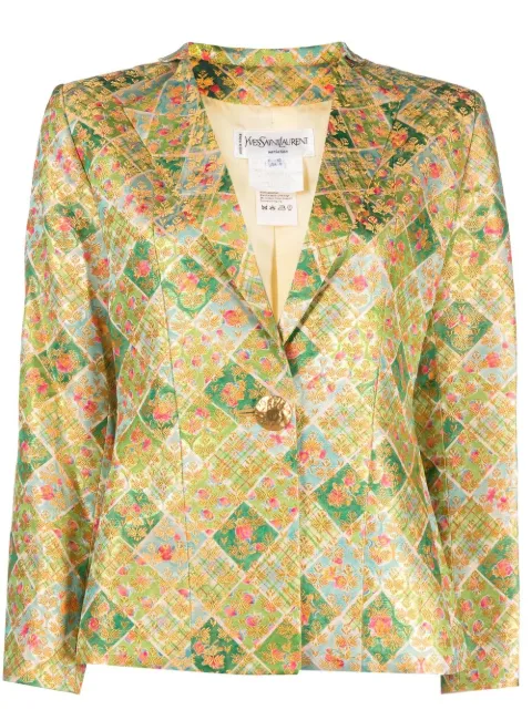 Saint Laurent Pre-Owned blazer en brocart à simple boutonnage