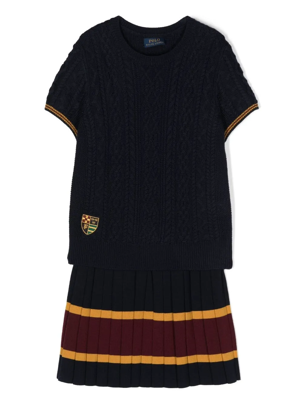 

Ralph Lauren Kids woollen knit top and skirt set - Blue