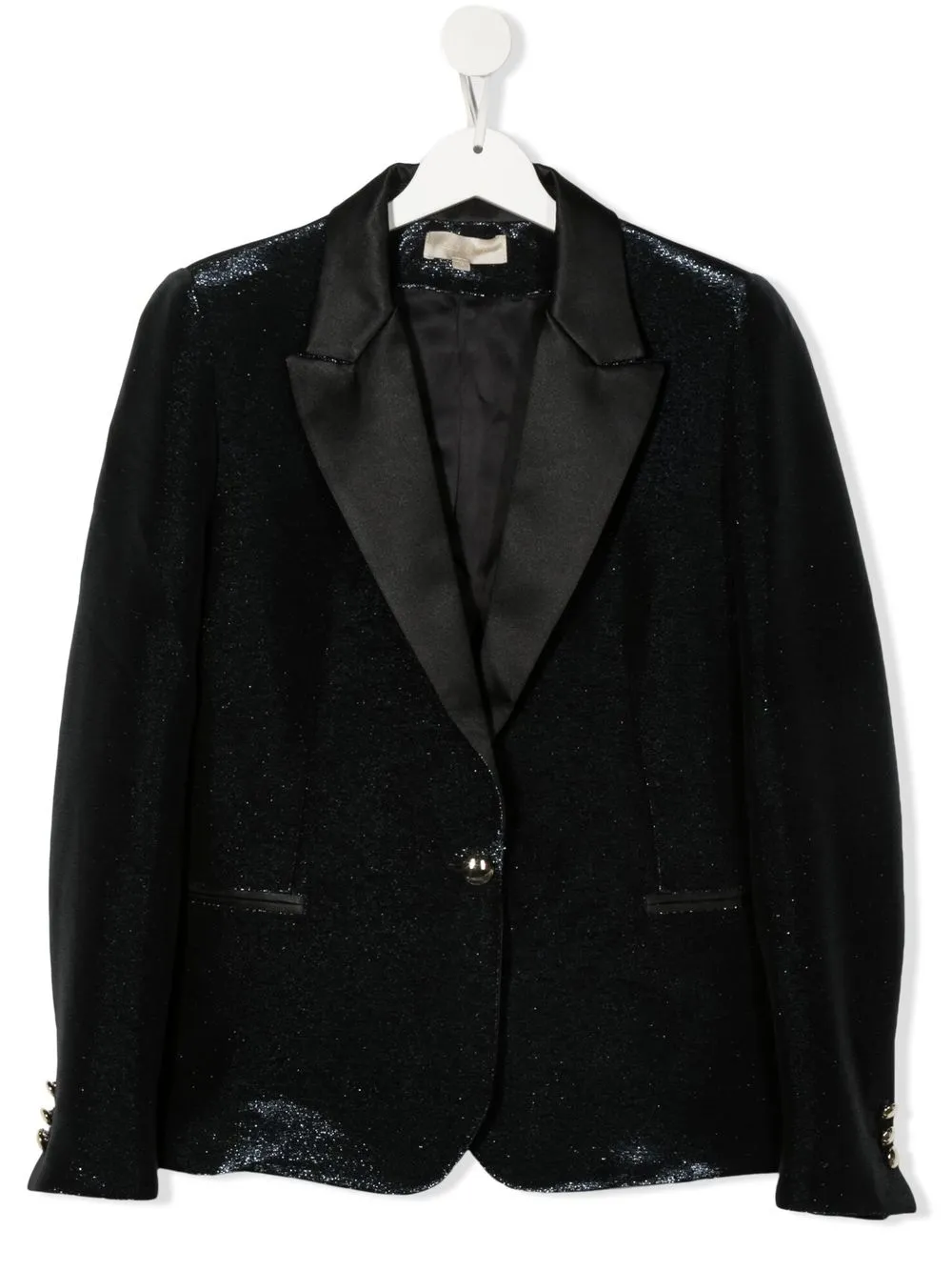 

ELIE SAAB JUNIOR blazer con solapas de satén y glitter - Azul