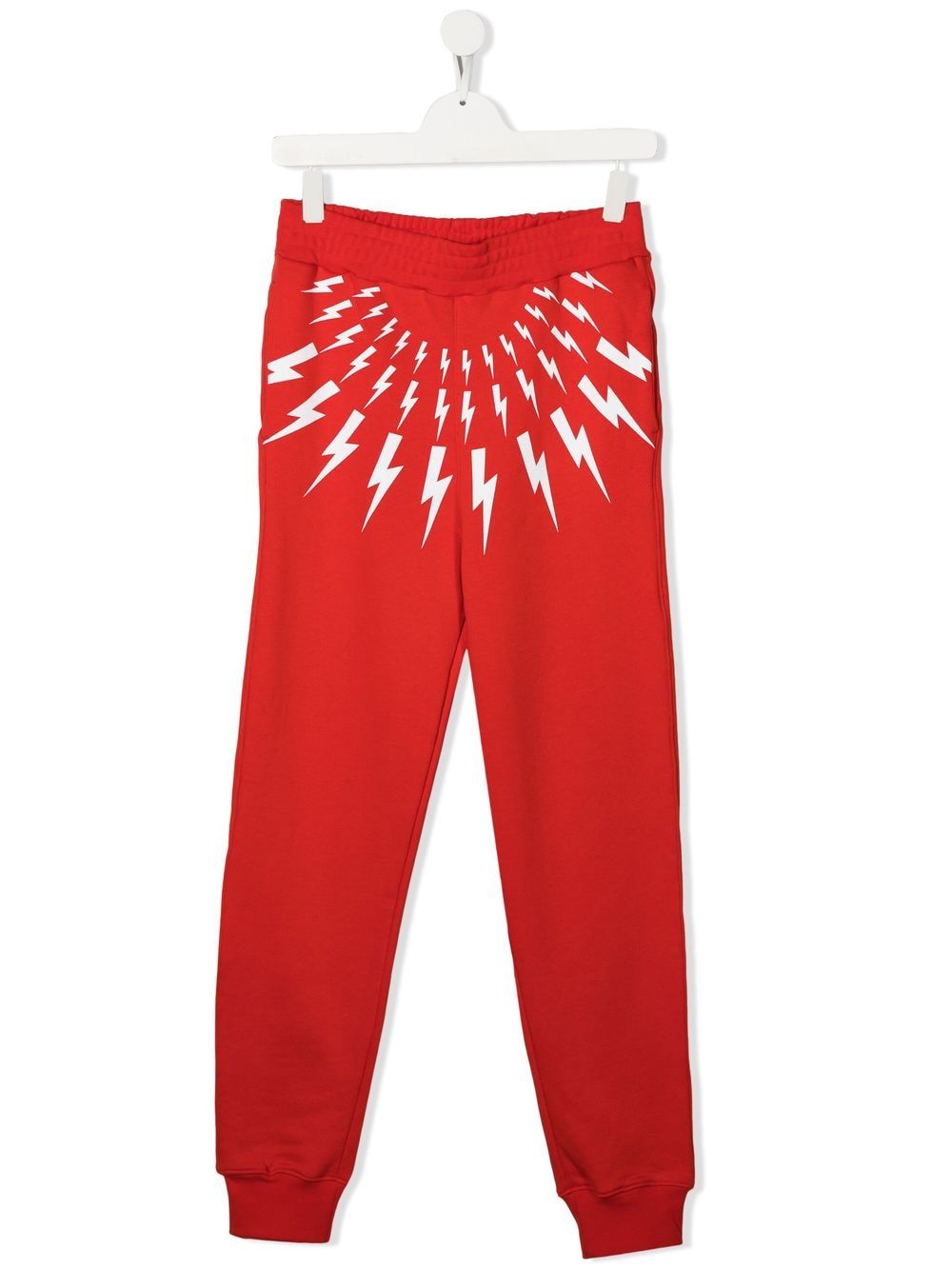 

Neil Barrett Kids Thunderbolt-print cotton track pants - Red