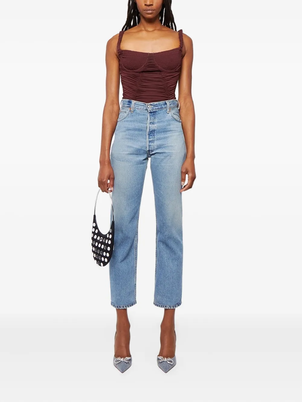 Dion Lee smocked corset top - Rood