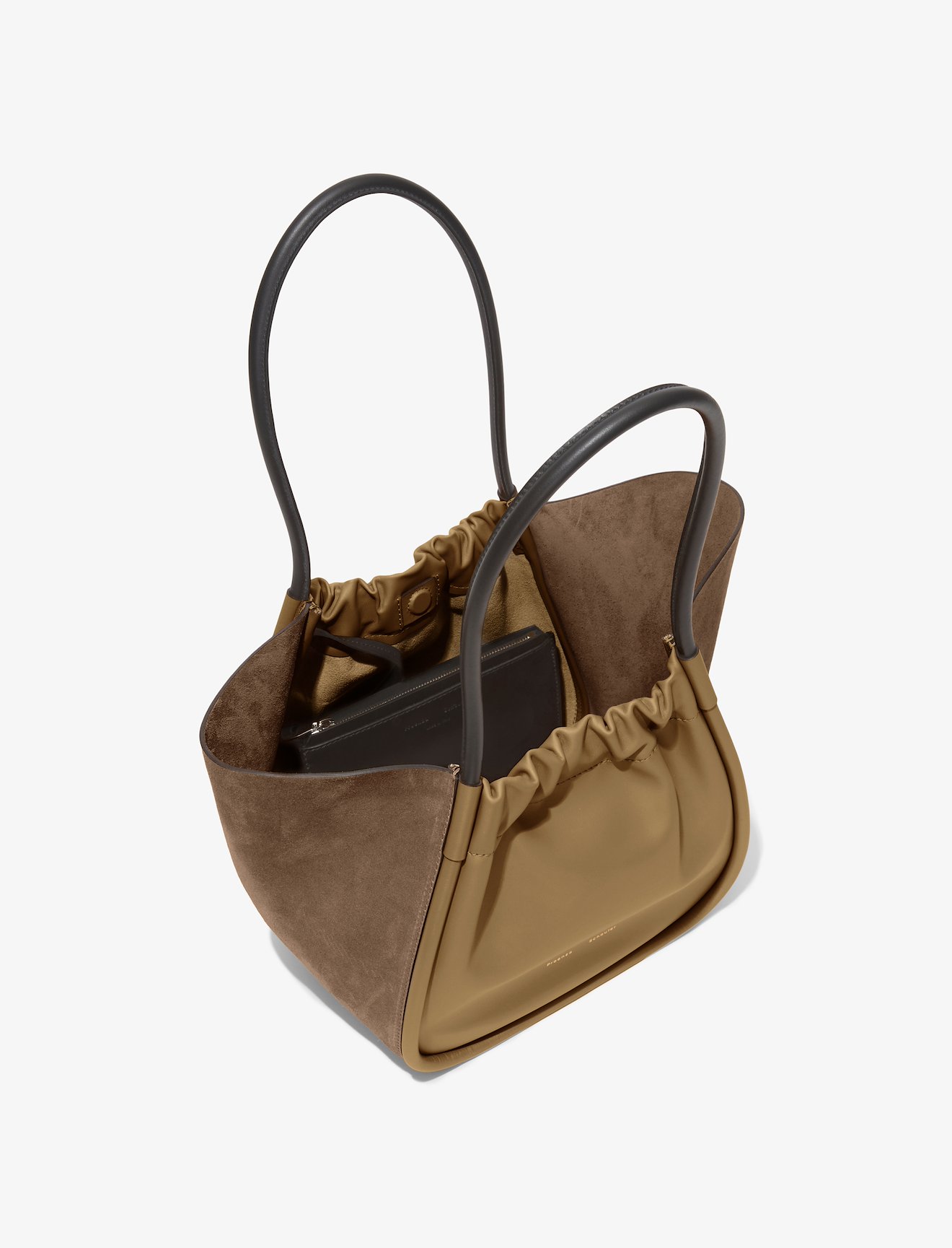 Large Suede Ruched Tote #4