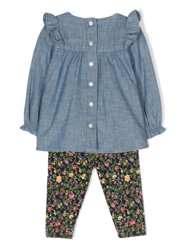 Ralph Lauren Kids Denim Top And floral-print Leggings Set - Farfetch