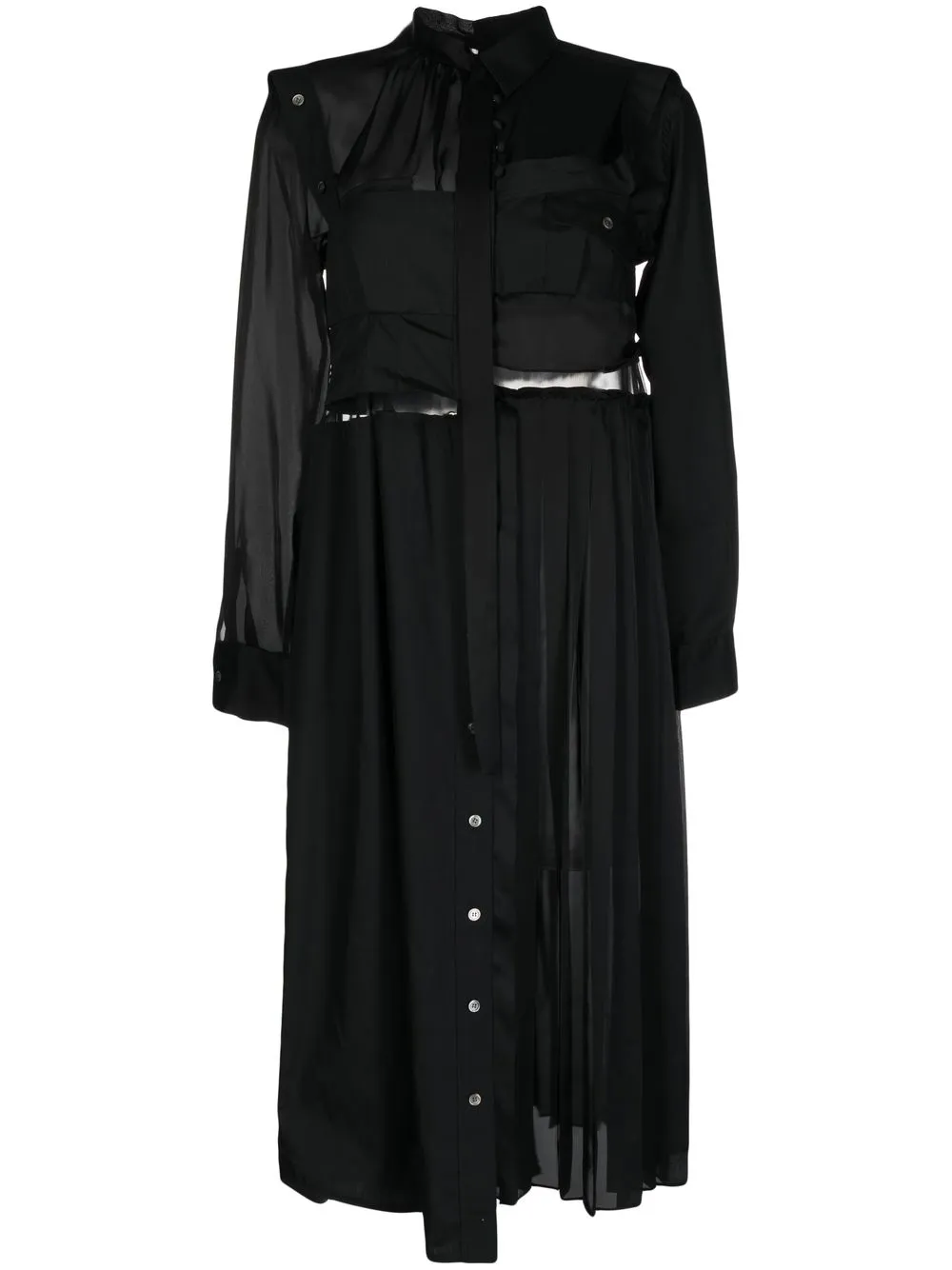 

sacai vestido camisero con paneles - Negro