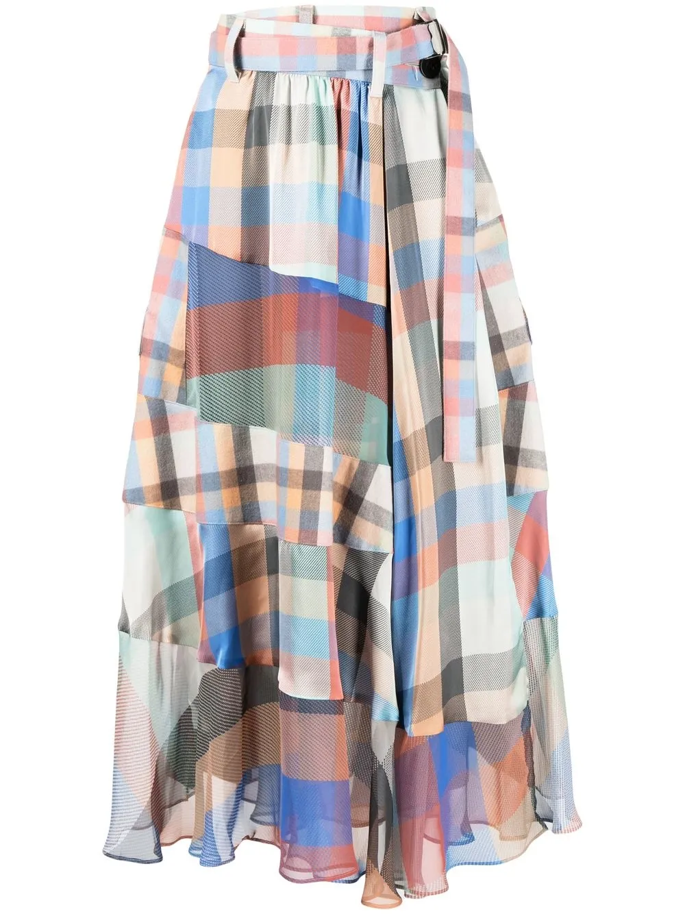 Sacai Patchwork Plaid Skirt In Multicolour | ModeSens