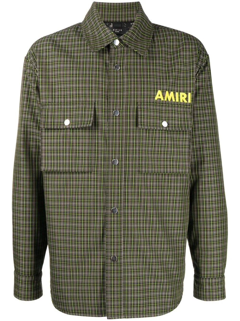 AMIRI LOGO-PRINT CHECKED OVERSHIRT