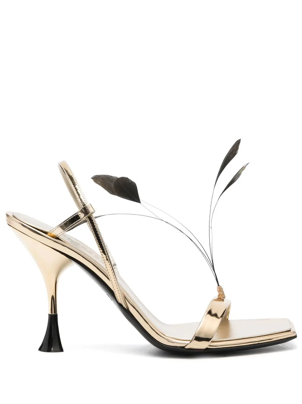 

3juin Kimi feather-detail metallic sandals - Gold