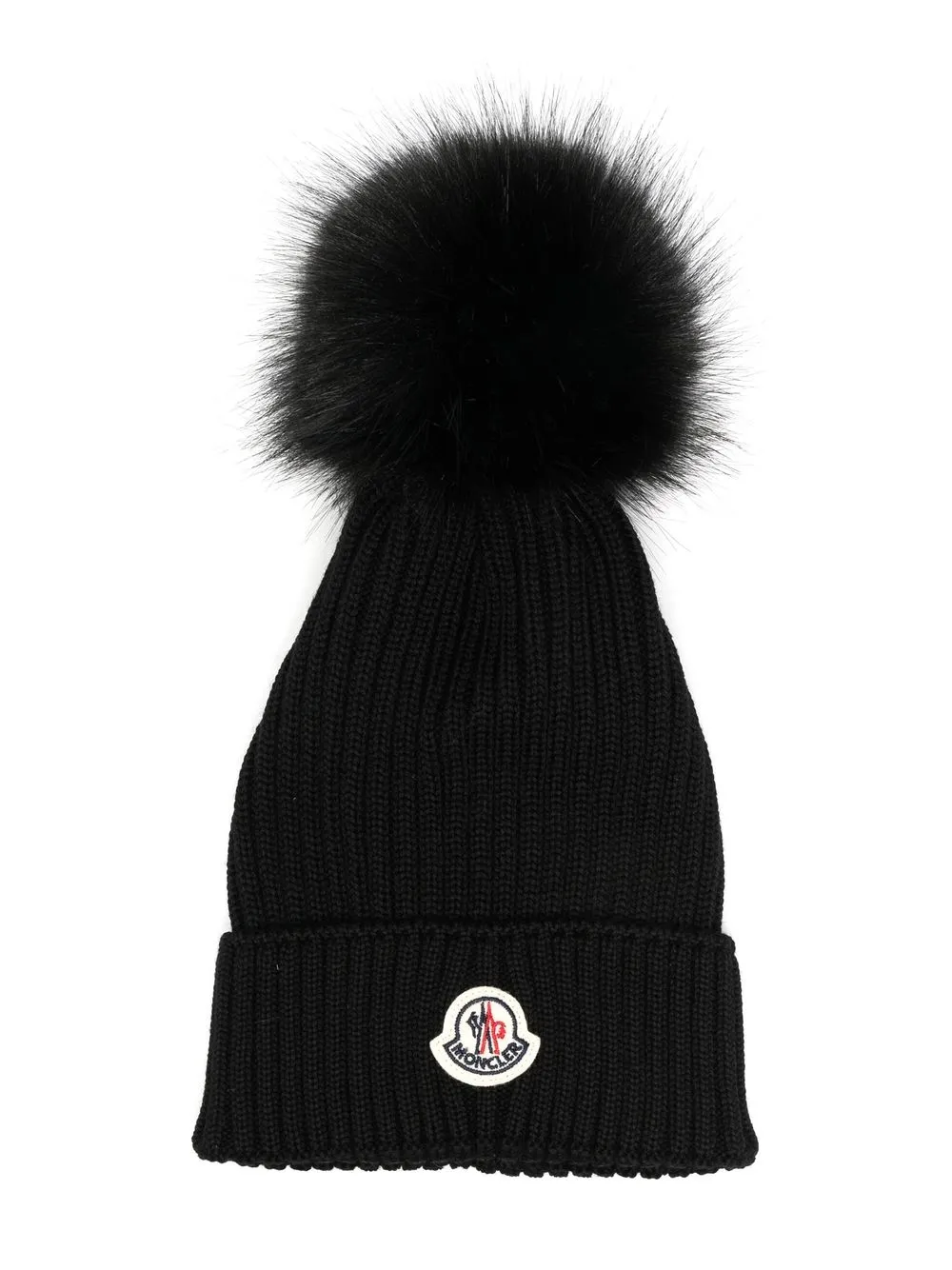 

Moncler Enfant gorro de canalé con parche del logo - Negro