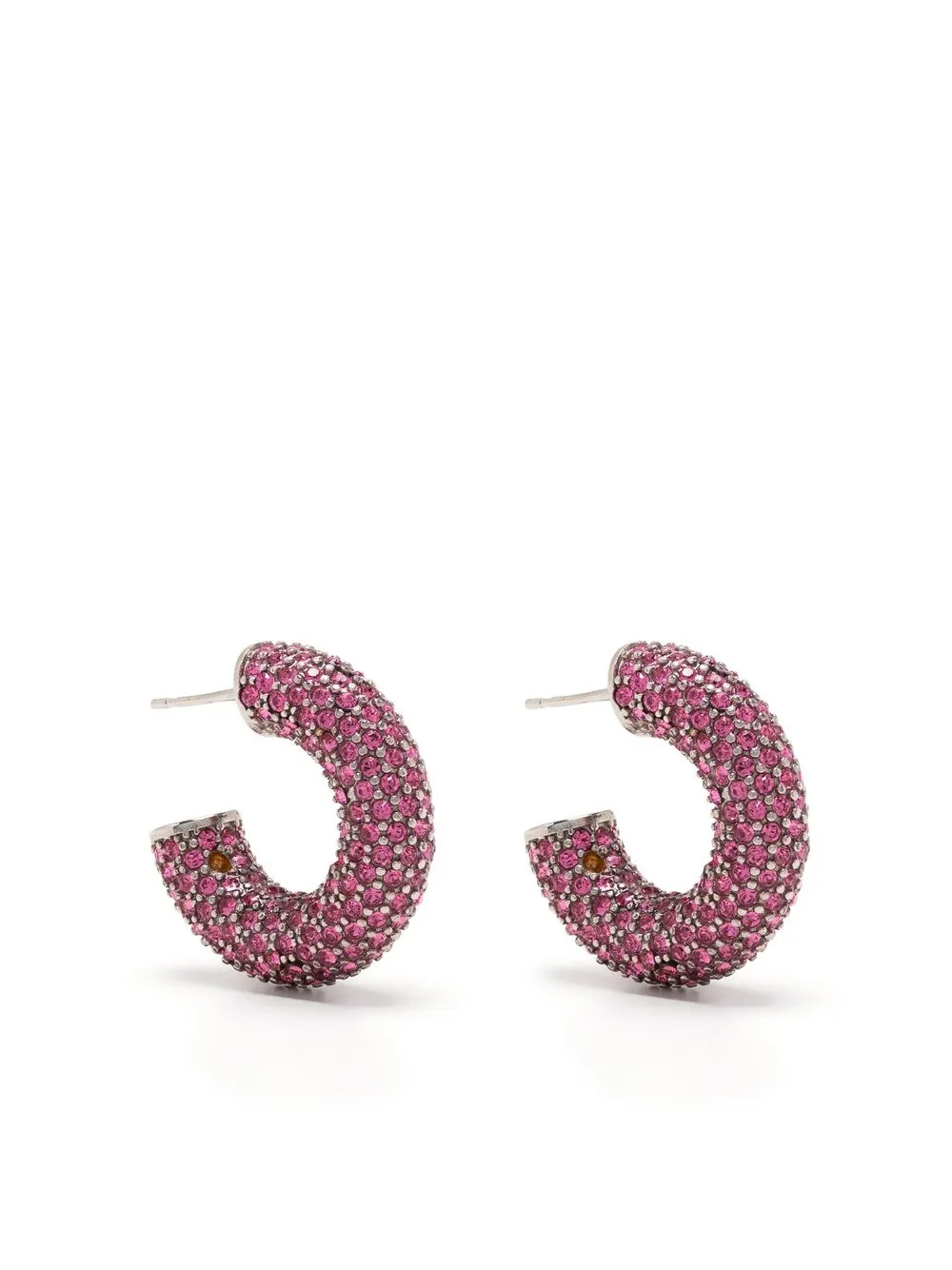 

Amina Muaddi crystal-embellished chunky hoop earrings - Pink