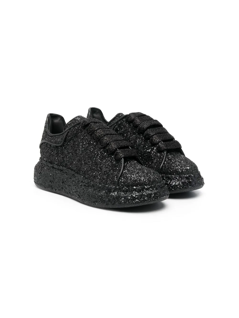 

Alexander McQueen Kids tenis bajos con detalles glitter - Negro