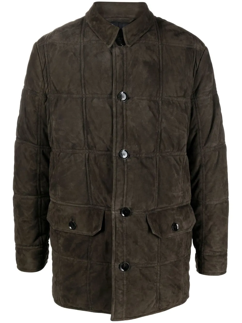 

Brioni quilted leather shirt jacket - Green