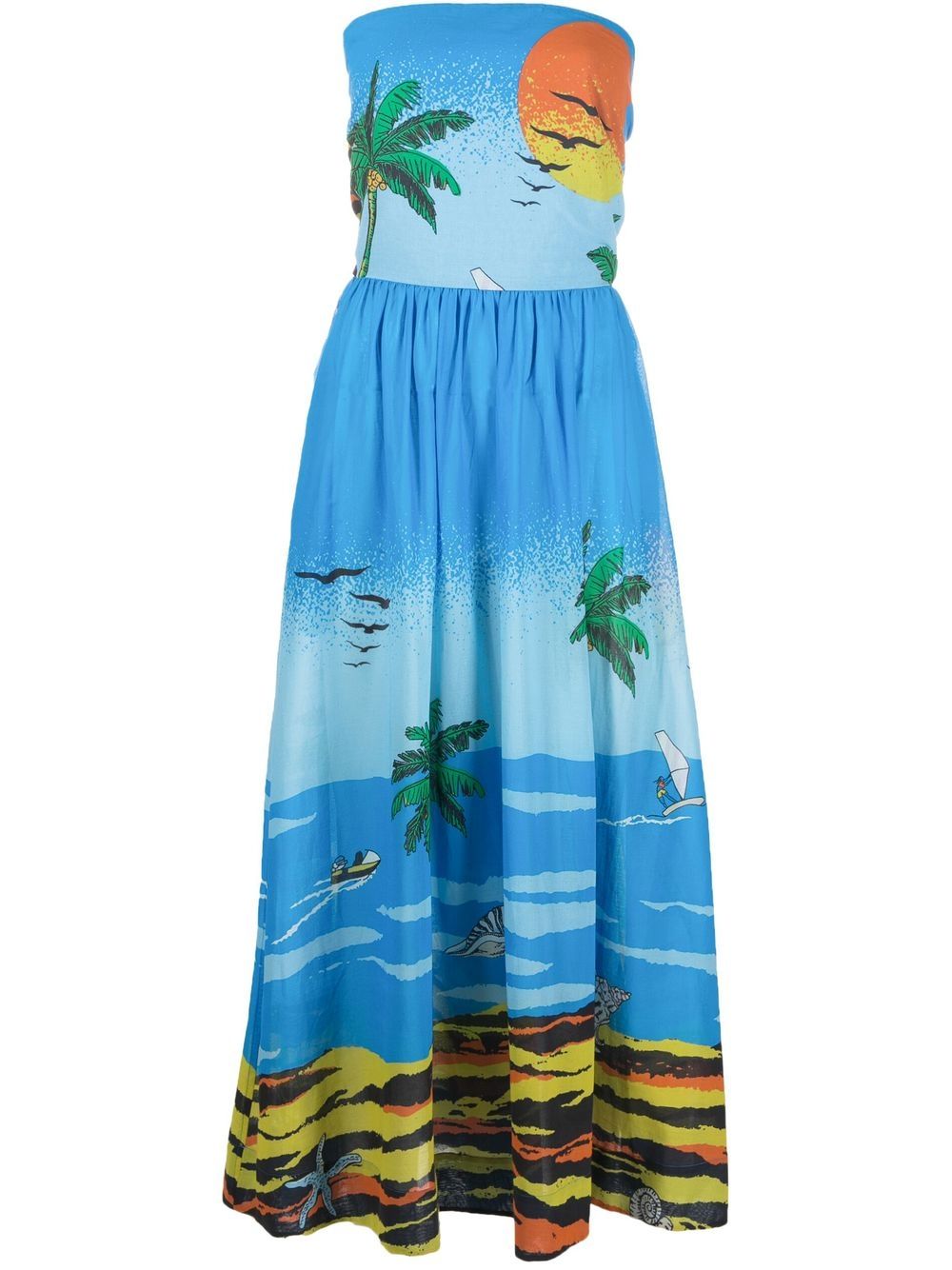 

GANNI vestido midi con estampado gráfico - Azul