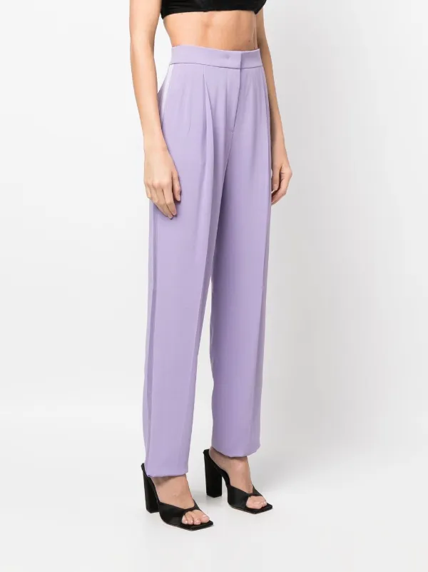 Emporio Armani side stripe straight leg trousers women Acetate Viscose 42 Purple