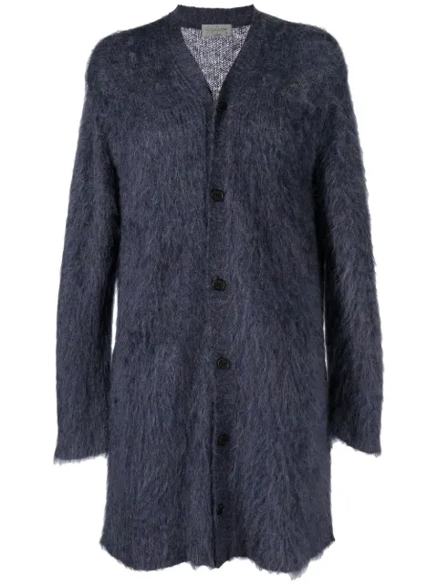 V-neck mohair long cardigan
