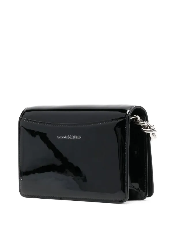 Alexander McQueen Four ring patent leather tote bag women Calf Leather One Size Black