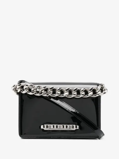 Alexander McQueen Four ring patent-leather tote bag