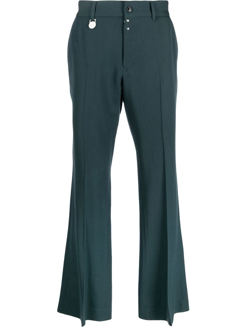 wool gabardine flared trousers