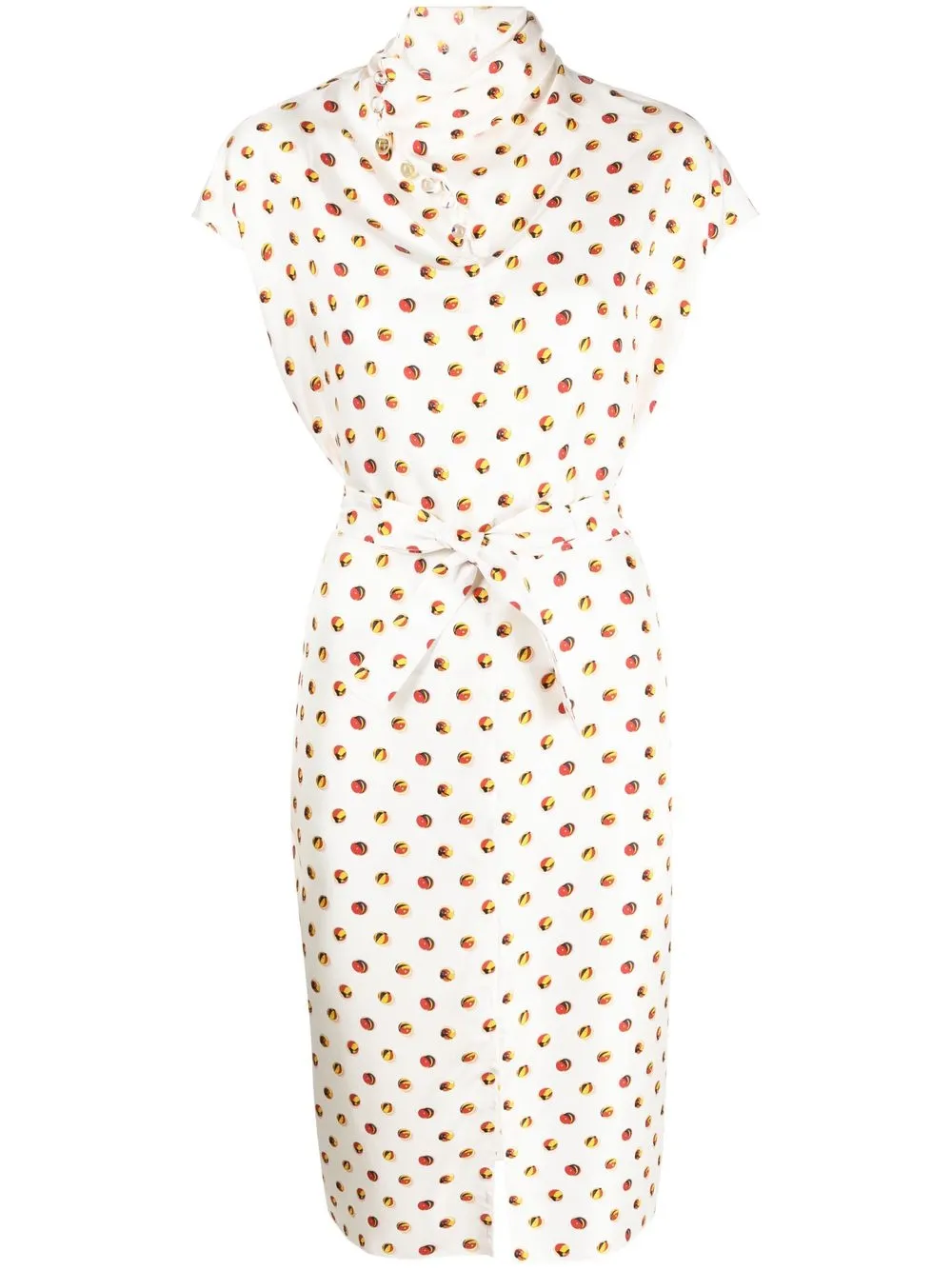 

Hermès vestido con cinturón y estampado gráfico pre-owned - Blanco