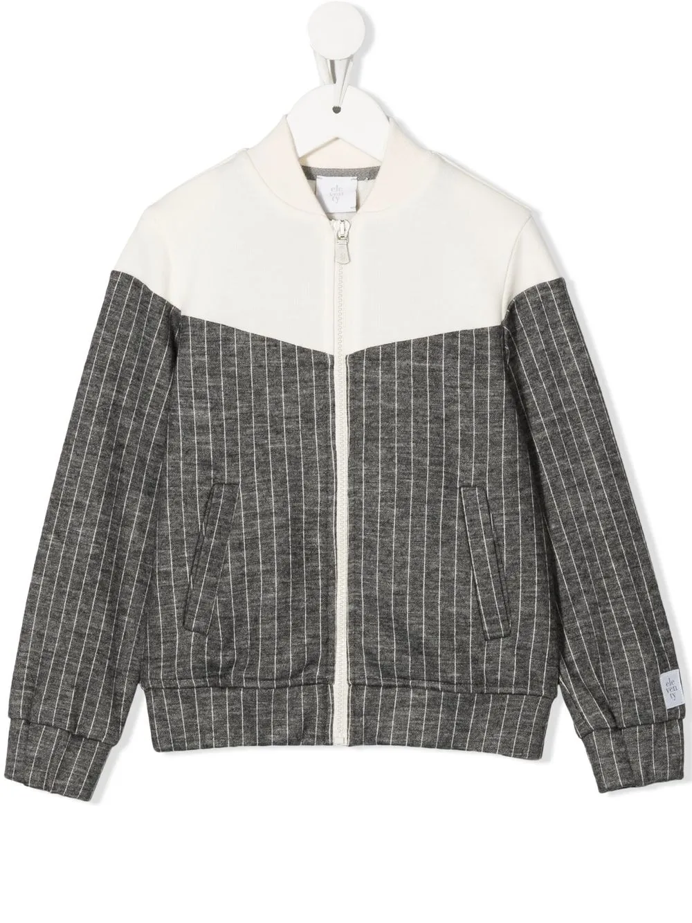 

Eleventy Kids colour-block pinstripe bomber jacket - White