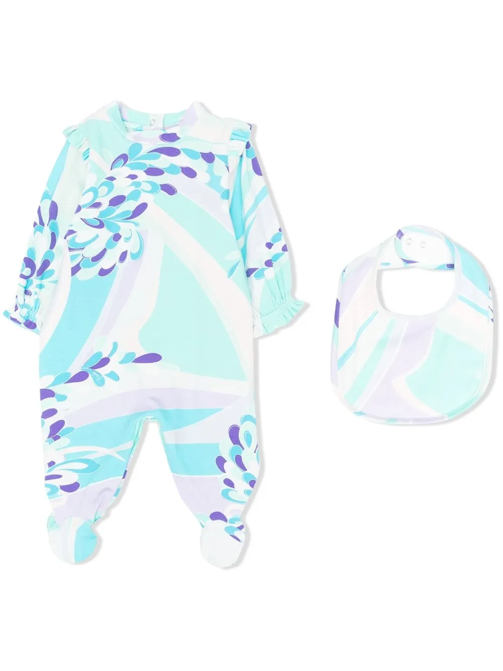 

PUCCI Junior abstract-print ruffled bodysuit - Blue