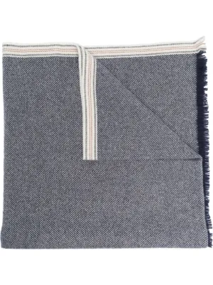BRUNELLO CUCINELLI ストライプ フリンジ エッジ スカーフ Brunello Cucinelli Fringed Striped Edge Silk Scarf | Scarves