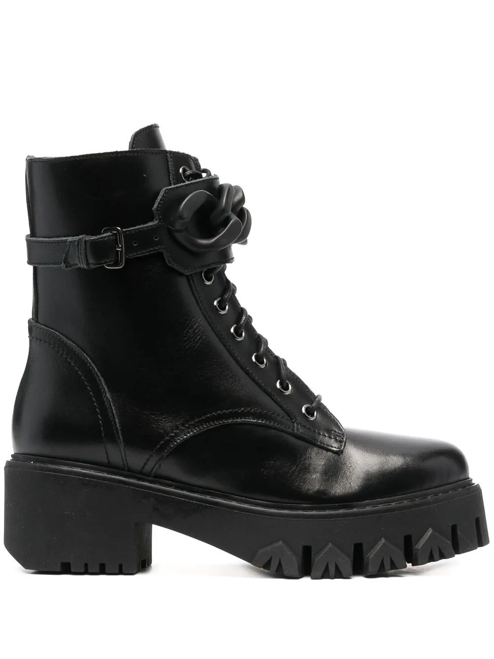 

Patrizia Pepe botas militares con detalle de cadena - Negro