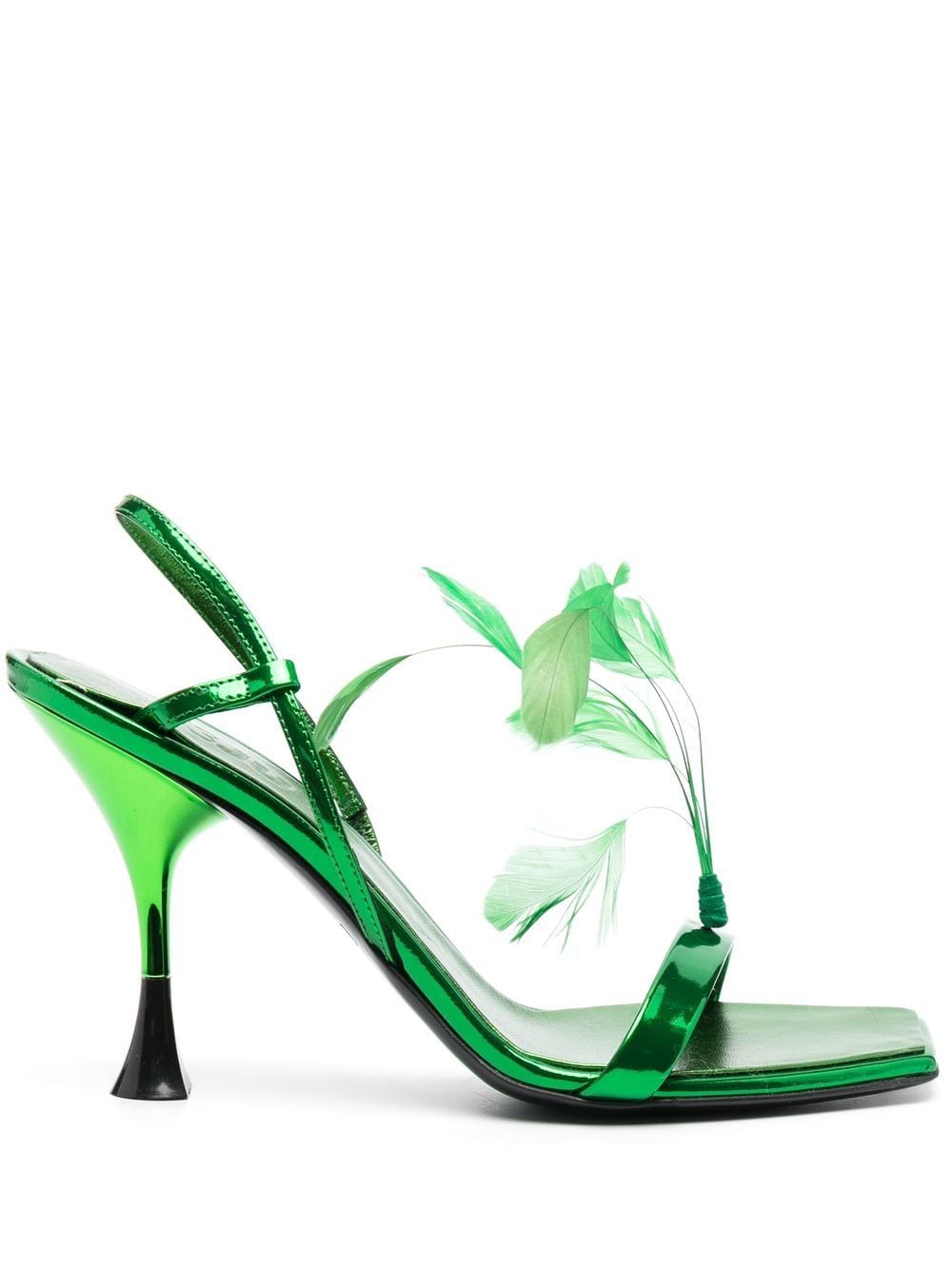 3juin feather-embellished 100mm Sandals - Farfetch