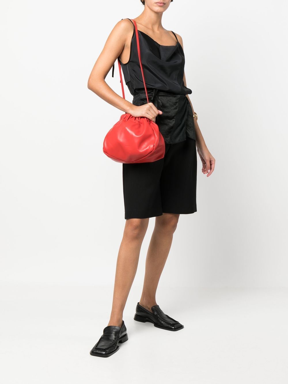 Jil Sander Leren schoudertas - Rood