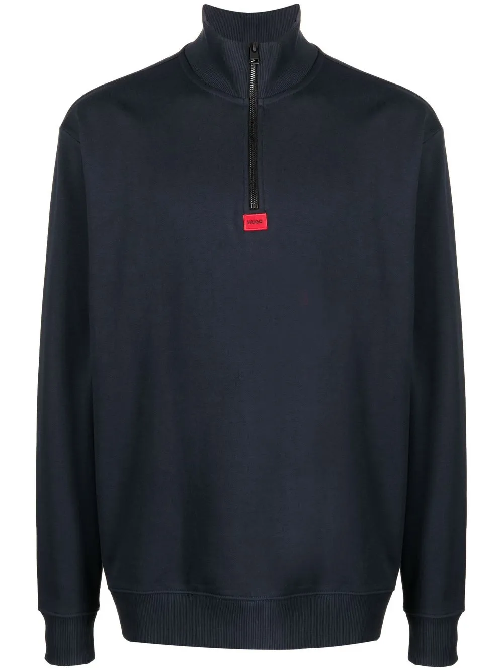 

HUGO logo-patch half-zip sweatshirt - Blue