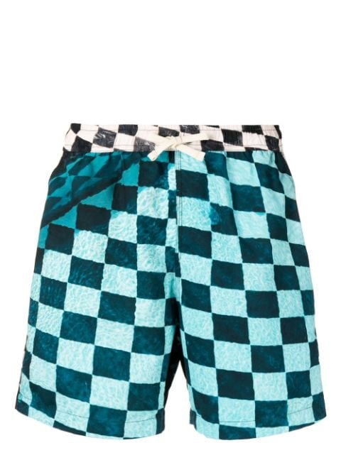 BLUE SKY INN check print deck shorts