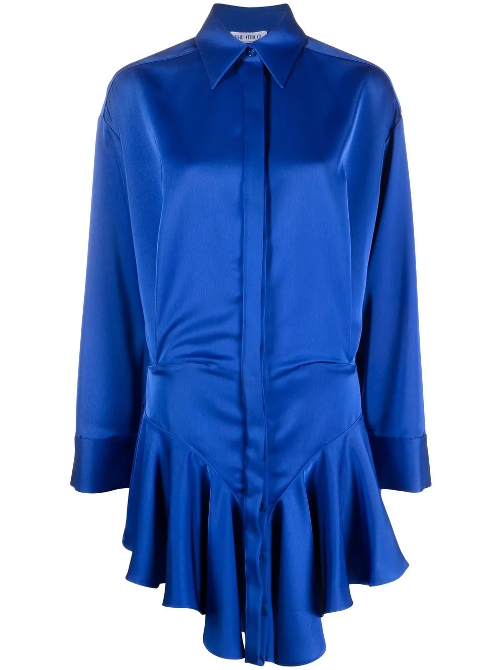 

The Attico ruffled satin shirtdress - Blue