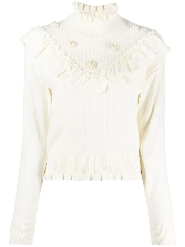 LIU JO ruffled-detail high-neck Jumper 