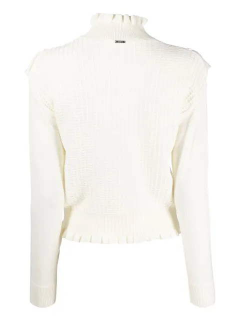 Liu Jo ruffled-detail High-Neck Jumper - White