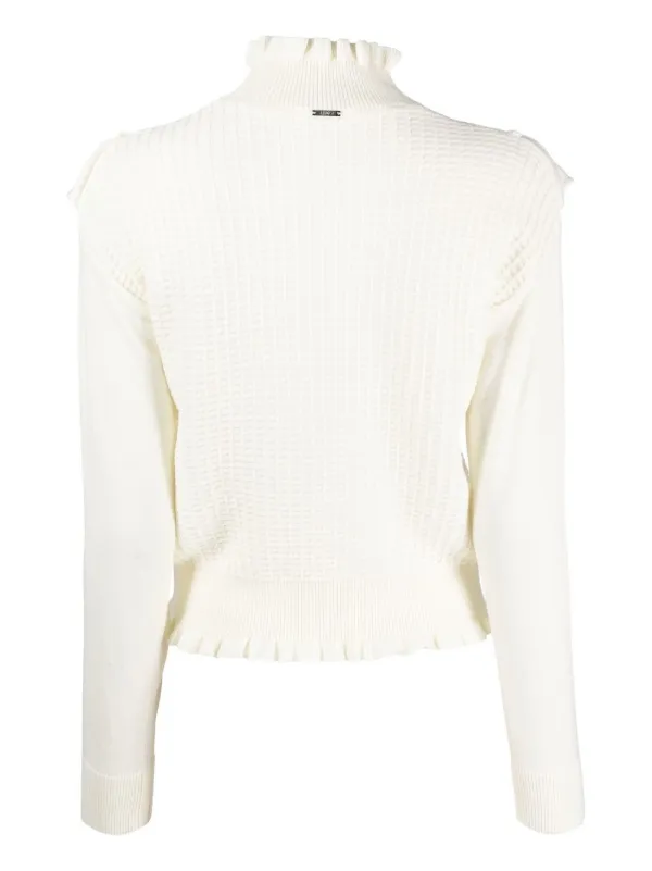 Liu Jo ruffled-detail High-Neck Jumper - White