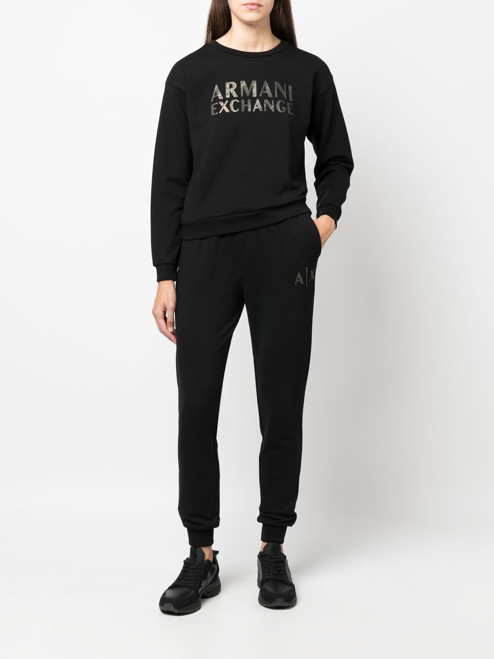 Armani Exchange Sweater met logoprint - Zwart