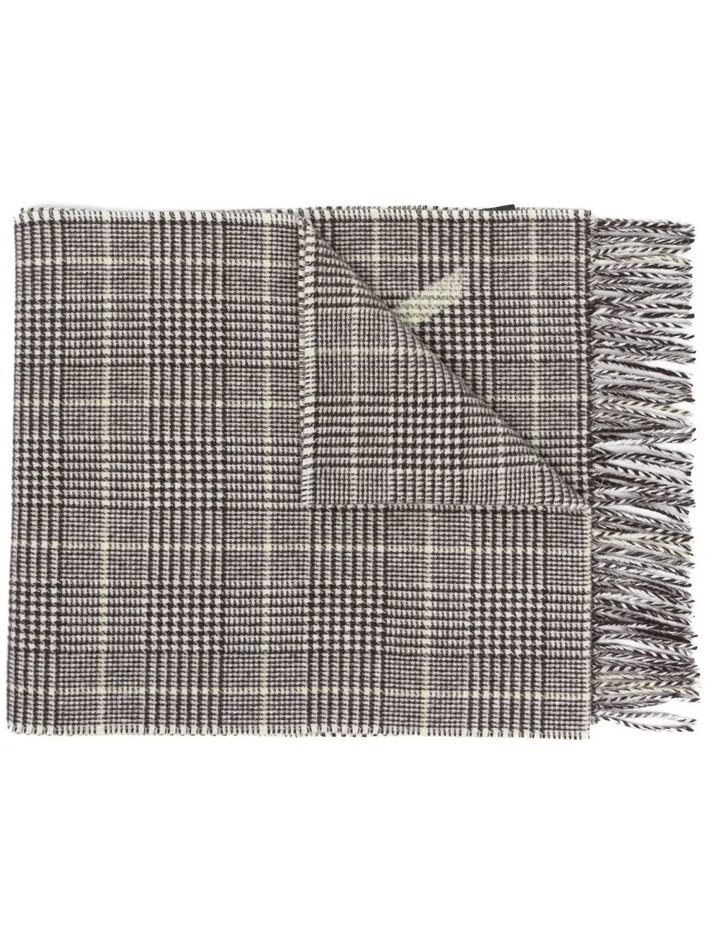 

Armani Exchange checked logo-print frayed scarf - Brown