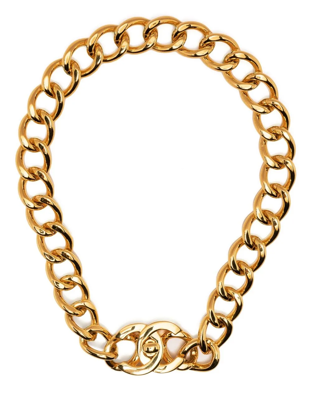 

Chanel Pre-Owned collar de cadena con cierre giratorio CC 1995 - Dorado