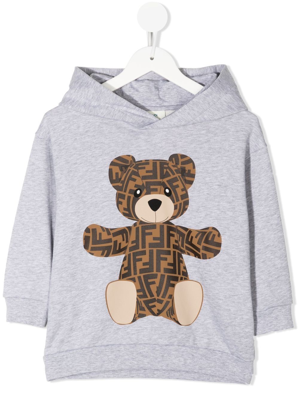 Fendi Kids' Logo-monogram Teddy Hoodie In Gray