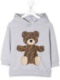 Fendi Kids logo-monogram Teddy hoodie - Grey