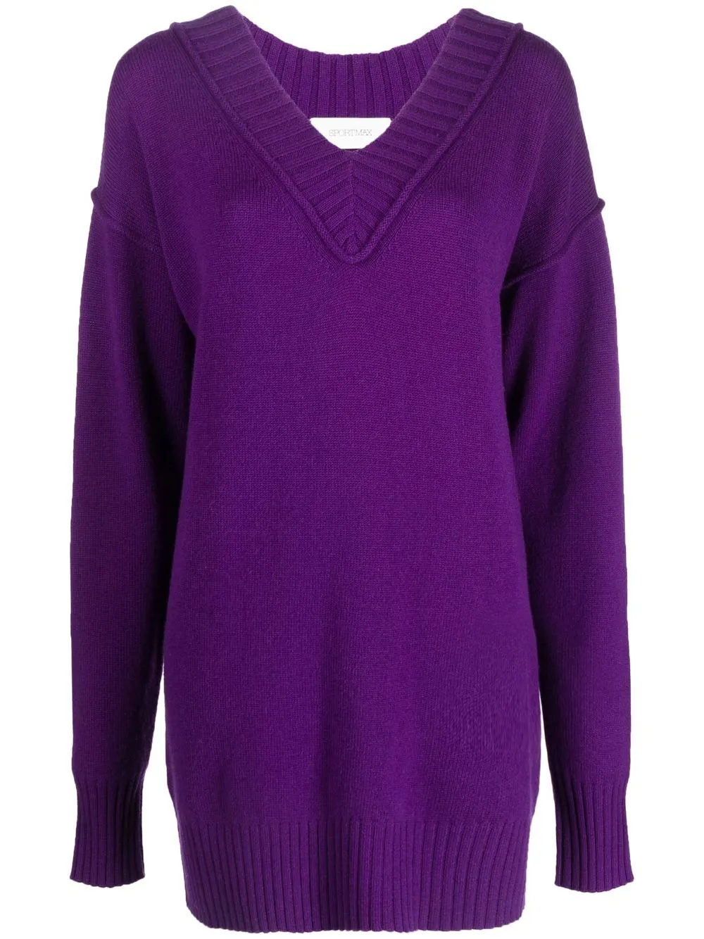 

Sportmax V-neck ribbed-edge jumper - Purple