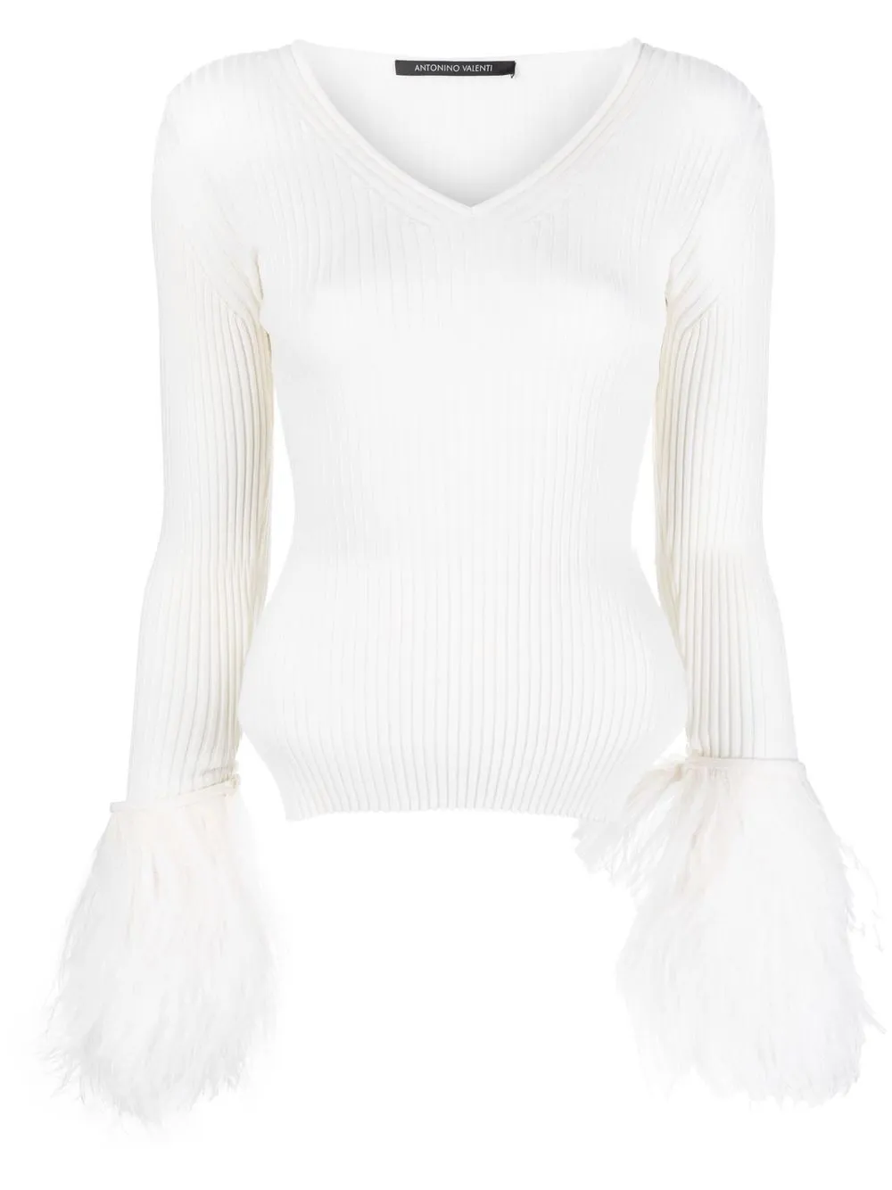 

Antonino Valenti feather-detail rib-knit jumper - White