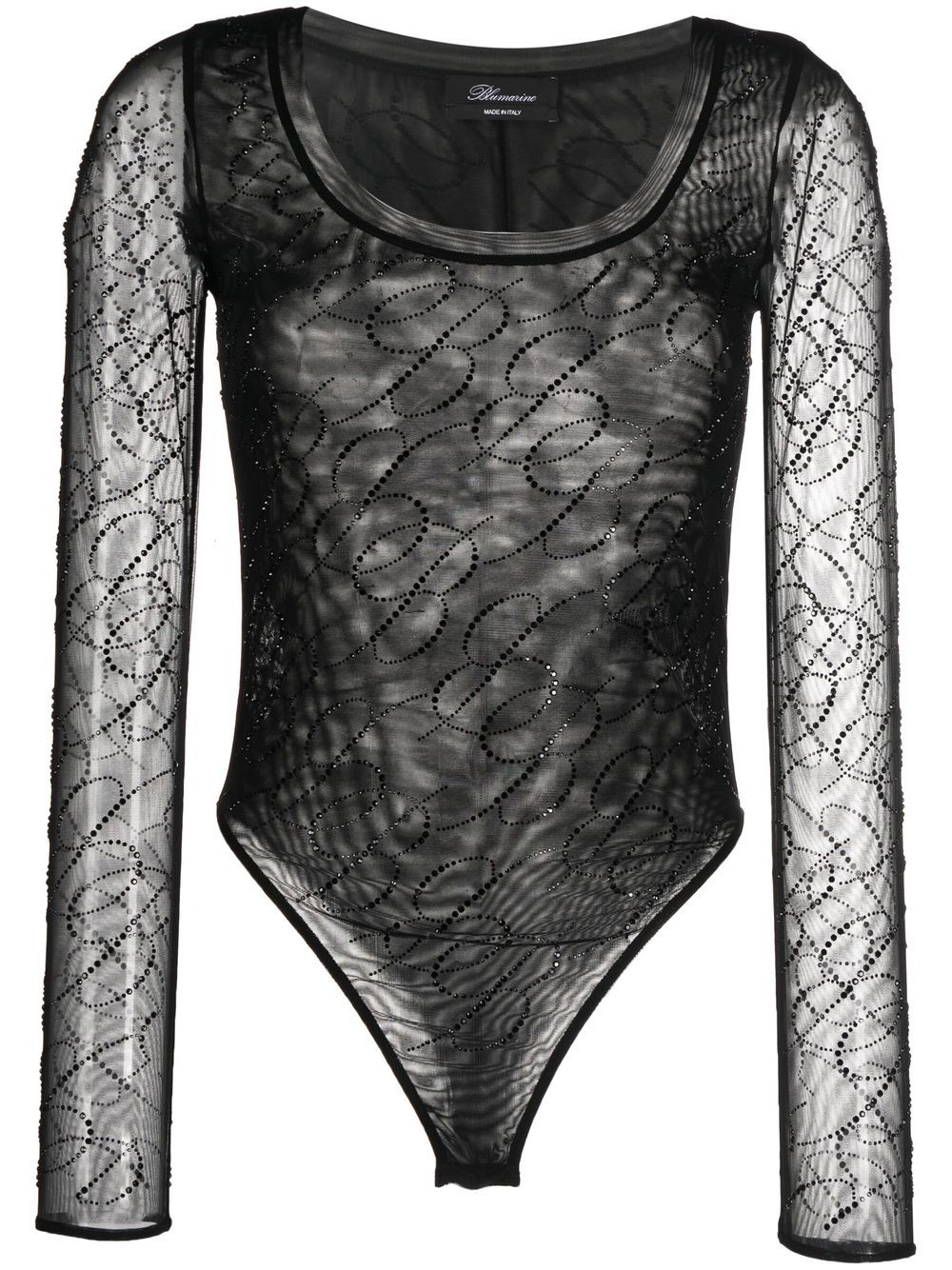 Blumarine logo-embellished sheer bodysuit