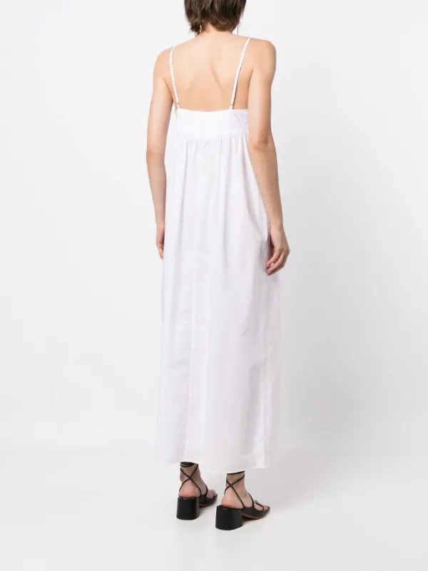 ワンピース Nodress Cotton Dress White 100% Organic Cotton Gauze Smocked Square Neck Midi Dress in