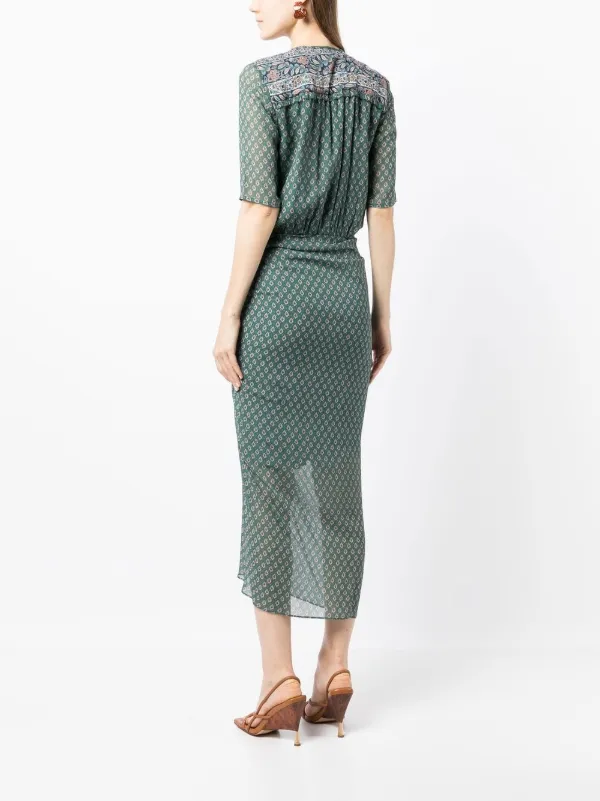 Veronica Beard Patterned short-sleeved Silk Maxi Dress | Green | FARFETCH EG
